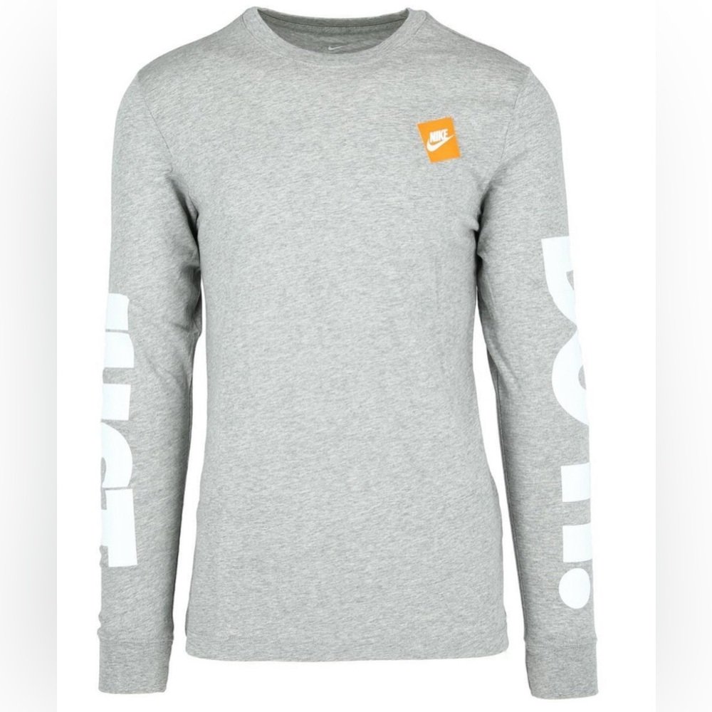 Nike Heather Gray Long Sleeve Tee with White Graphics